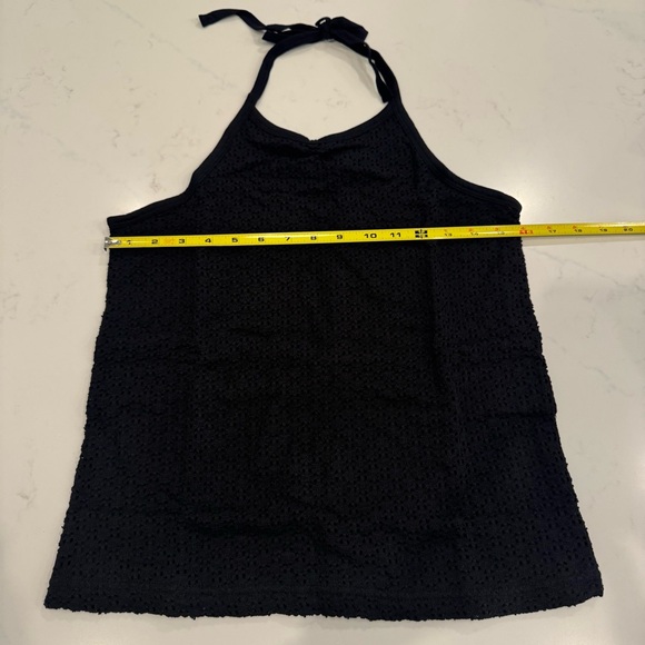 NWT Gap Cotton Blend Crochet Black Halter Top Lined Black Medium - Picture 5 of 7